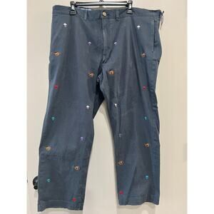 Alan Flusser Rare Style Mens Jockey Horses Hats Navy Pants 42 X39 Stretch Derby